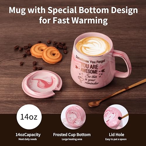 Miniatura 7 de Juego de calentador de tazas de café y no un día, calentador eléctrico para escritorio, oficina, hogar, calentador de bebidas con 2 ajustes de