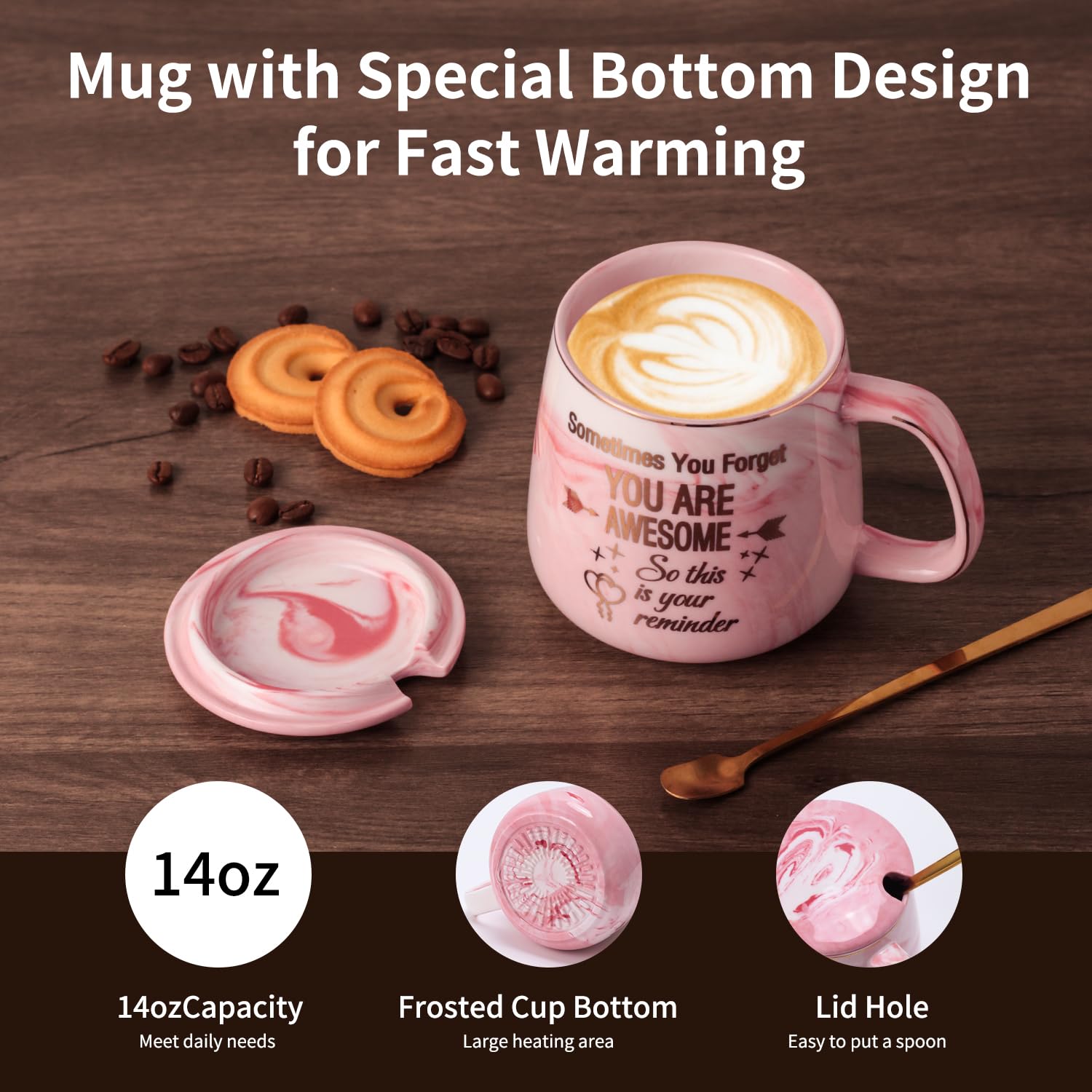 Juego de tazas de café con 3 ajustes de temperatura, apagado automático de 8 horas, calentador de tazas eléctrico para escritorio, oficina, hogar, calentador de bebidas con 3 ajustes de temperatura, 7