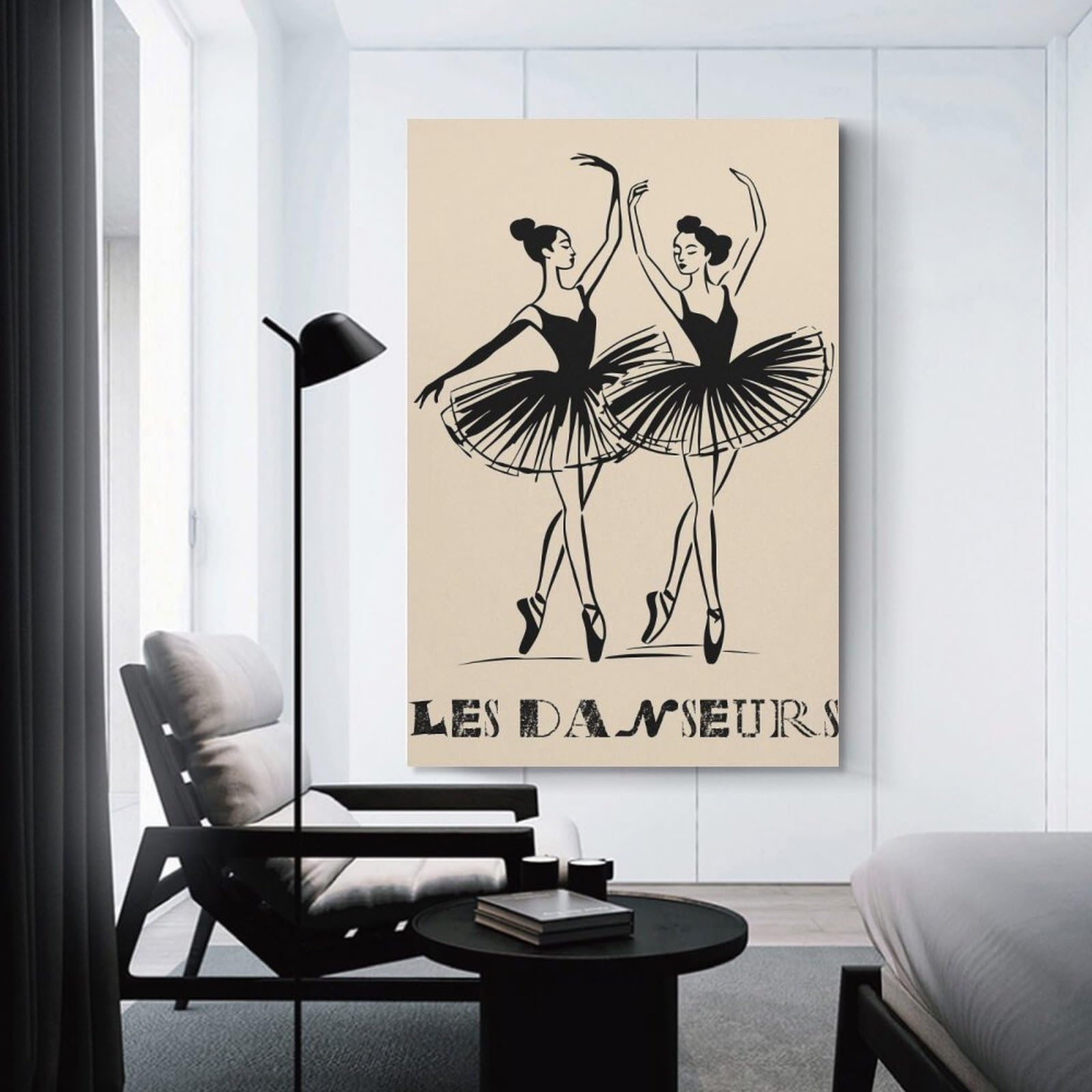 Junmoney Unframe-Style-20 Les Danseurs Two Ballerinas In Black Canvas Wall Picture, 12X18inch(30X45cm), For Sofa Walls, Lounge Or Home Corners, Modern Wall Decor For Cosy Interiors