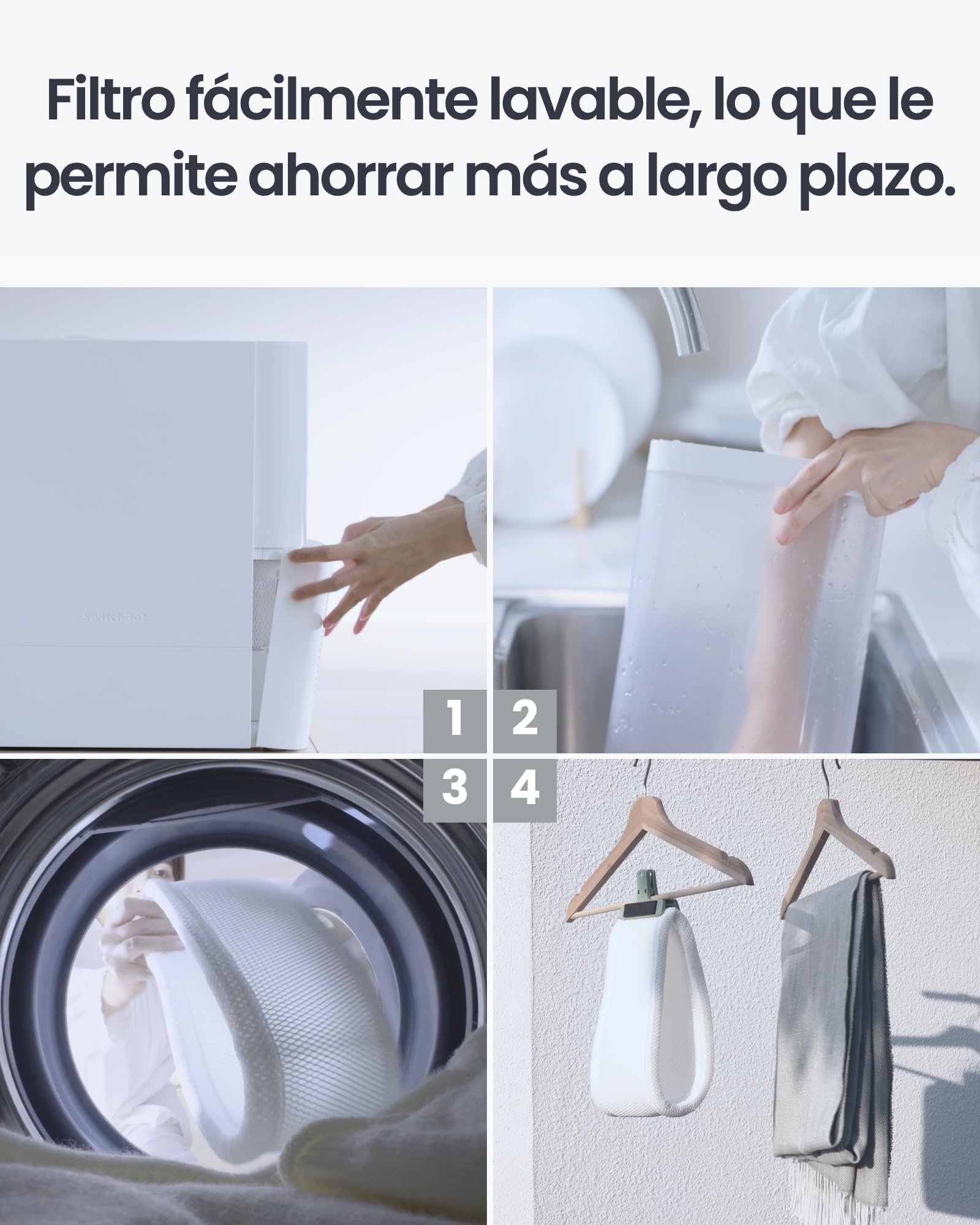 SwitchBot Humidificador Evaporativo, 750 ml/h, 4,5 l para habitaciones grandes, sin niebla, llenado por arriba, filtro lavable, silencioso para bebés, Alexa, Google Home, HomeKit y Matter