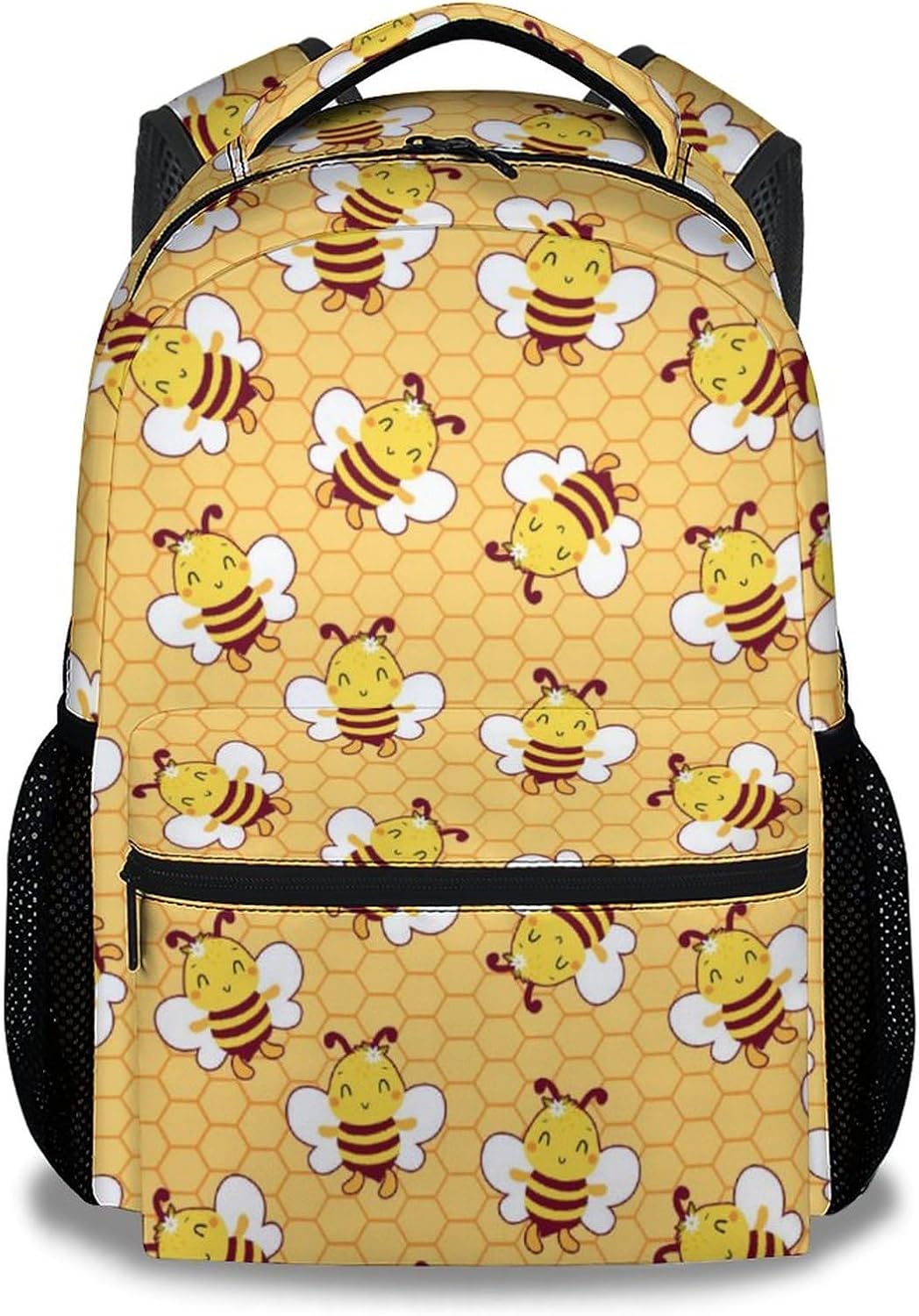 Personalized Bee School Backpack - 16 Inches Yellow Backpacks for Teens - Multipurpose Cartoon Bookbag for Travel