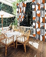 Vista 5 de Orange Grey Outdoor Curtains for Patio Waterproof Drapery,Grommet Window Curtain Drapes for Living Room,Bedroom,Doorway,Kitchen,Cafe,Porch,Cabana