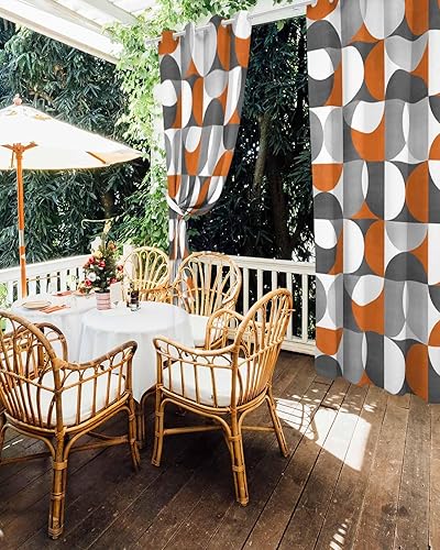 Miniatura 5 de Orange Grey Outdoor Curtains for Patio Waterproof Drapery,Grommet Window Curtain Drapes for Living Room,Bedroom,Doorway,Kitchen,Cafe,Porch,Cabana