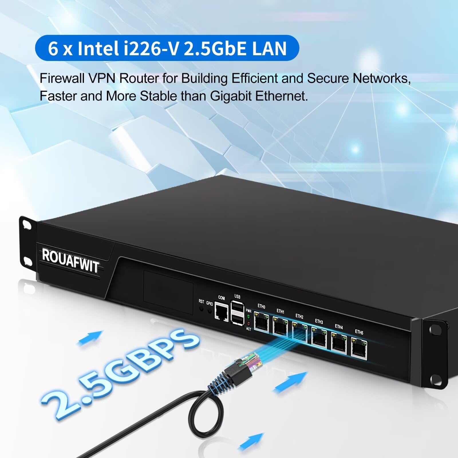 Firewall, 19 inch 1U Rackmount, OPNsense, Network Appliance, Router PC, Core i7-3520M, 6 i226V Lan/2USB/COM/VGA/, SIM Slot, DDR3 Barebone NO RAM NO SSD