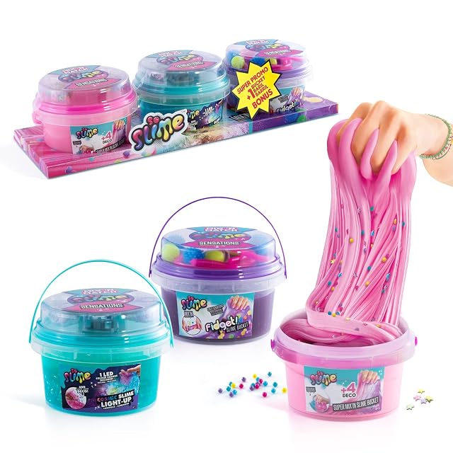 Canal Toys - So Slime - Pack de 3 Cubos de Slime con luz, Fidget y Decos