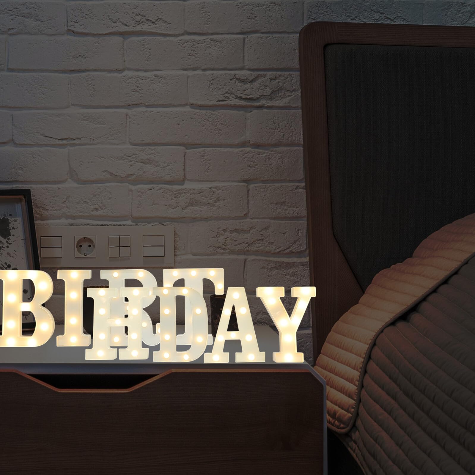 Lámparas LED de Letras Iluminadas Pilas, 8 Piezas de Plástico, Fáciles de Usar para Decoración en Ocasiones Obsequios y Cumpleaños