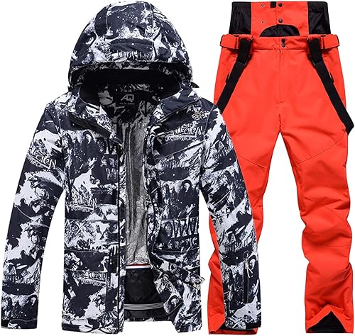 Conjunto de chaqueta y pantalones de esquí para hombre, impermeable, aislado, traje de nieve acolchado para esquí, motos de nieve, senderismo,