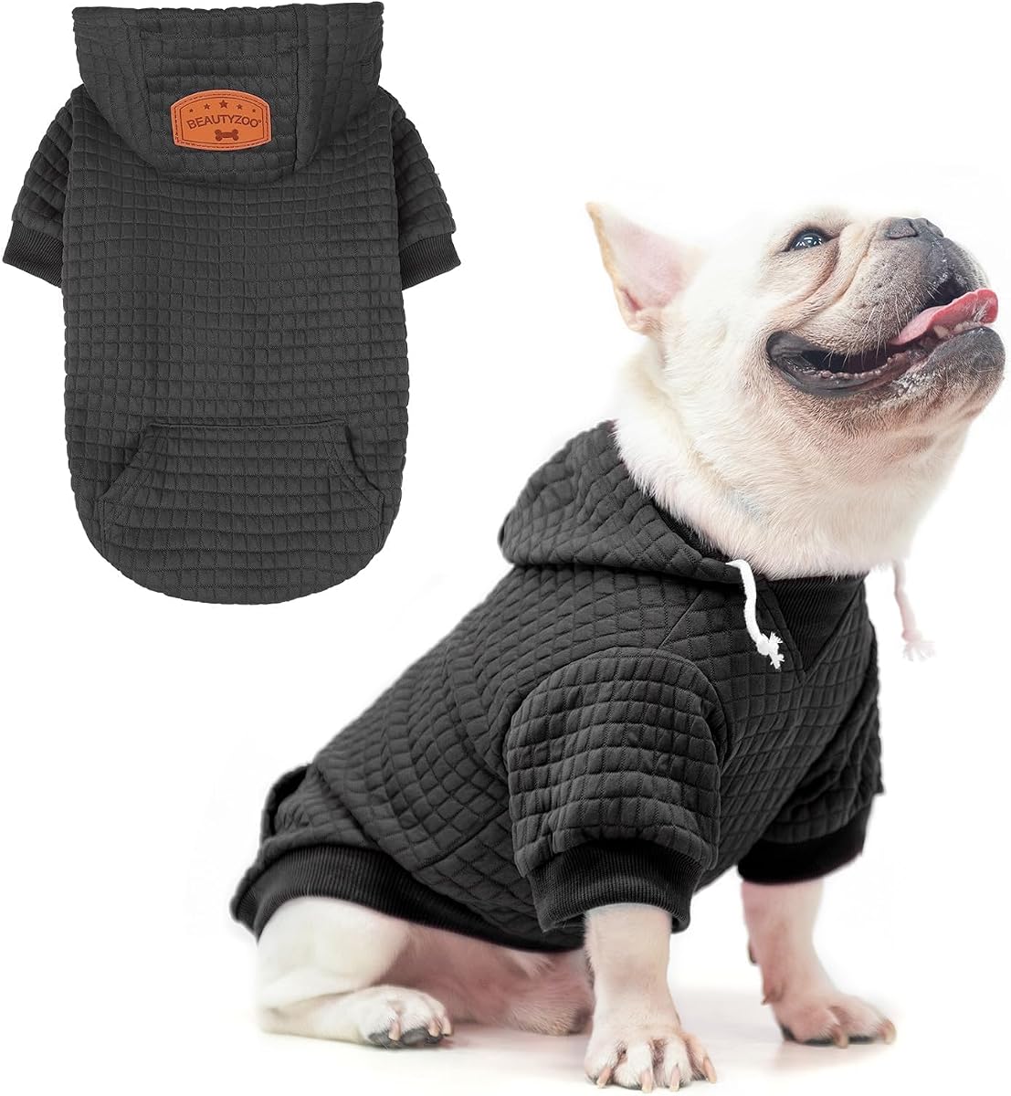 BEAUTYZOO Suéter con capucha para perros pequeños, abrigo laminado para mascotas tipo gofre