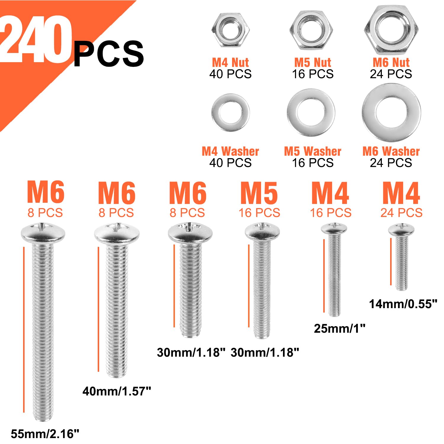 Bolt Kit Snapklik.com : Bolts, Nuts, And Washer Assortment Kit - 240 Pcs Nuts ...