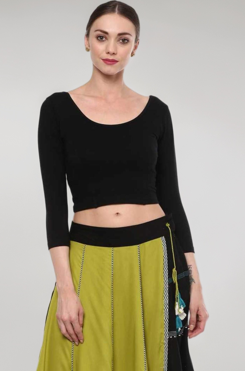 Women's Cotton Readymade Saree Blouse Stretchable Crop Top Choli Bustier Top