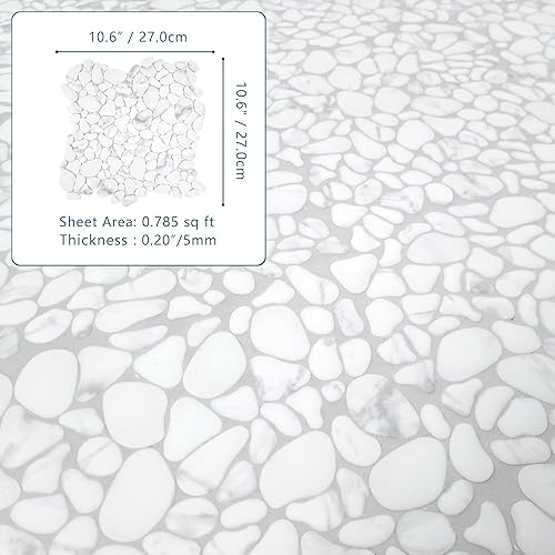Miniatura 3 de Sunwings Azulejo de guijarros para ducha, borde de piso de cocina, baño, salpicadero de mármol con aspecto de piedra de mármol para pared y piso, 10