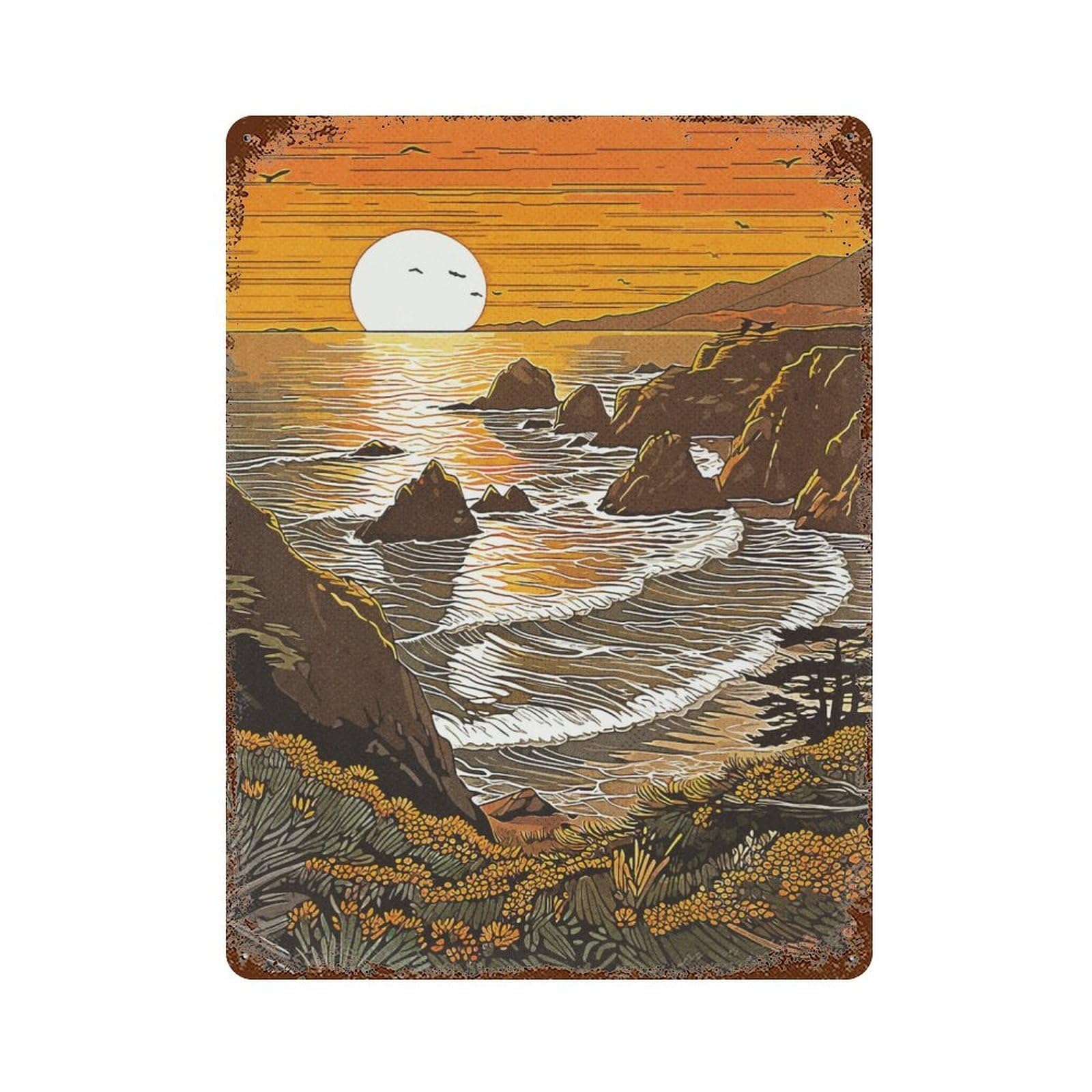 Amazing Beach Rust Effect Tin Sign 15.7"x11.8", Novelty Wall Decor for Garage, Pub Or Kitchen