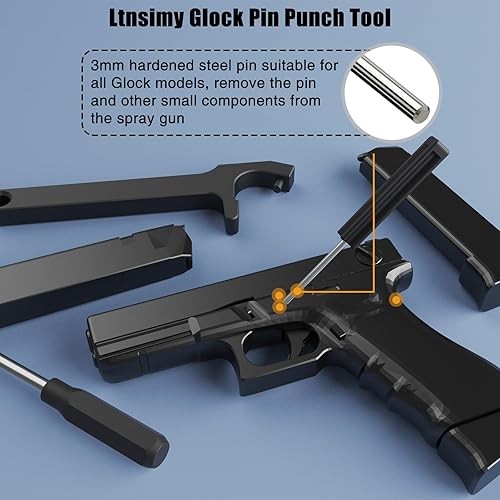 Miniatura 3 de Kit de herramientas para Glock con bolsa de almacenamiento, vista frontal, quitar el punzón de alfiler, herramienta de desmontaje de cargador