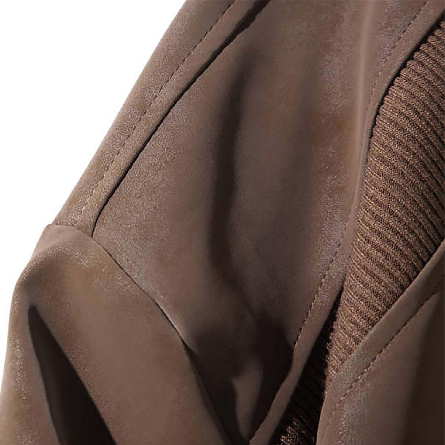 Men's Stand Collar Flight Jacket Zip Front Retro Ribbed Trim Coat