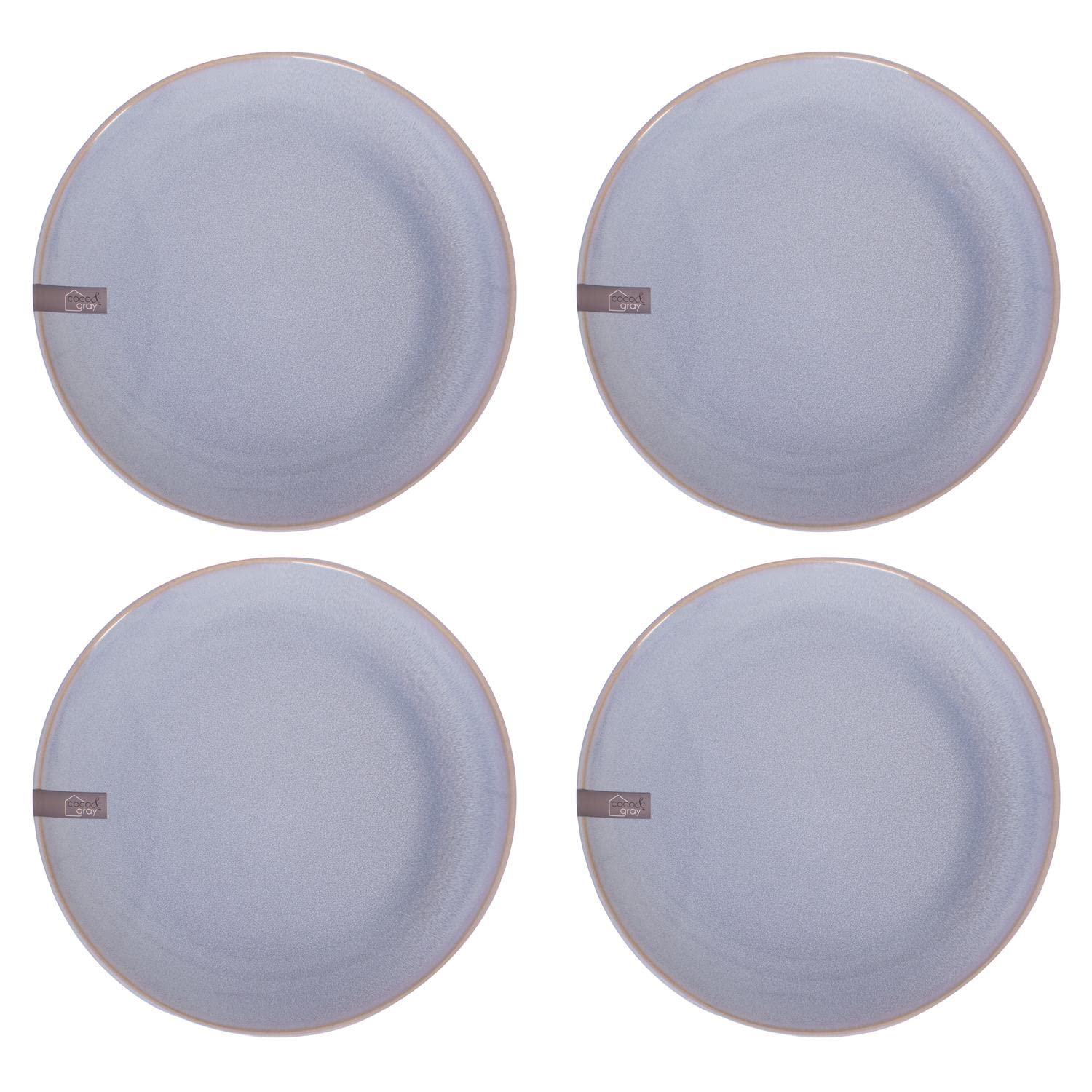 YöL Set of 4 Dinner Plates Reactive Glaze Stoneware Blue Green Grey Dinnerware Home Kitchen Boho Food