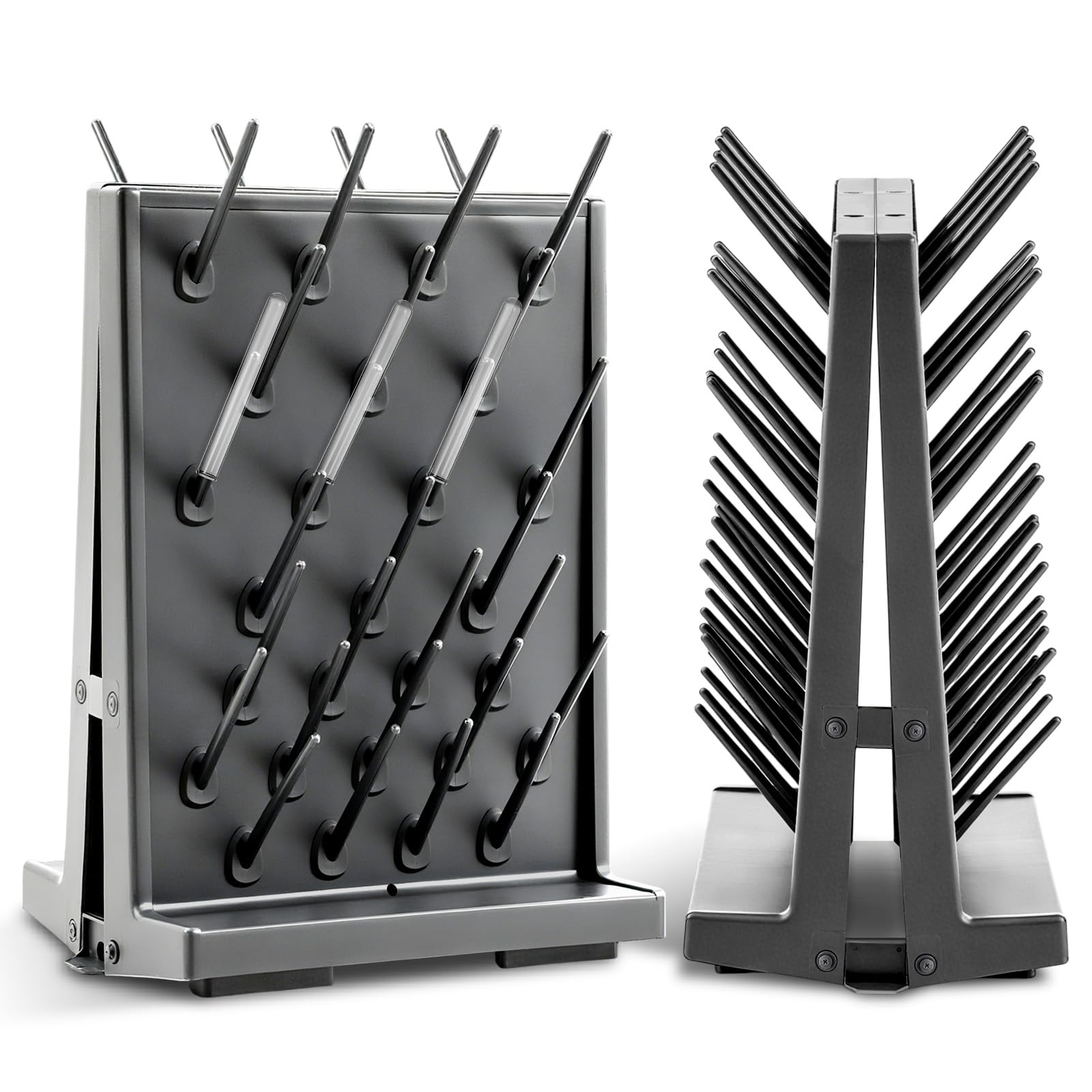 Pushglossy 1 estante de secado de laboratorio de doble cara, 54 clavijas, para montaje en pared, cristalería de laboratorio, tubo de ensayo, equipo de limpieza, desmontable