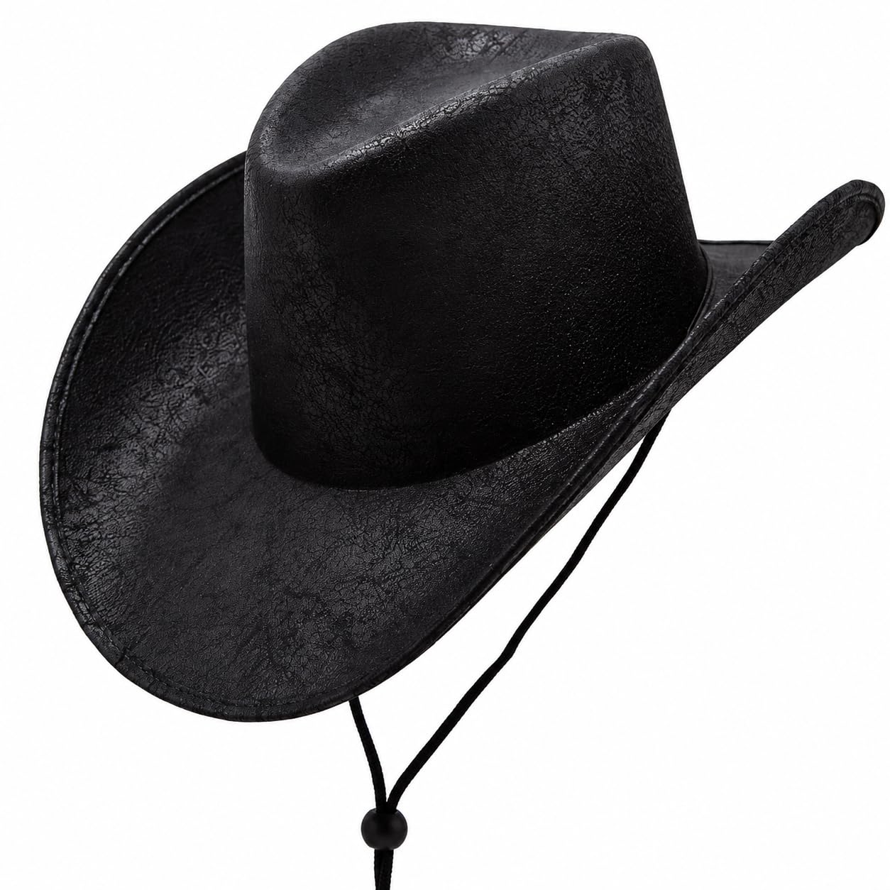 Wicked Costumes Adult Texas Cowboy Hat Black Aged Leather Look โ Western Rodeo Fancy Dress Hat for Festivals & Country Music Events
