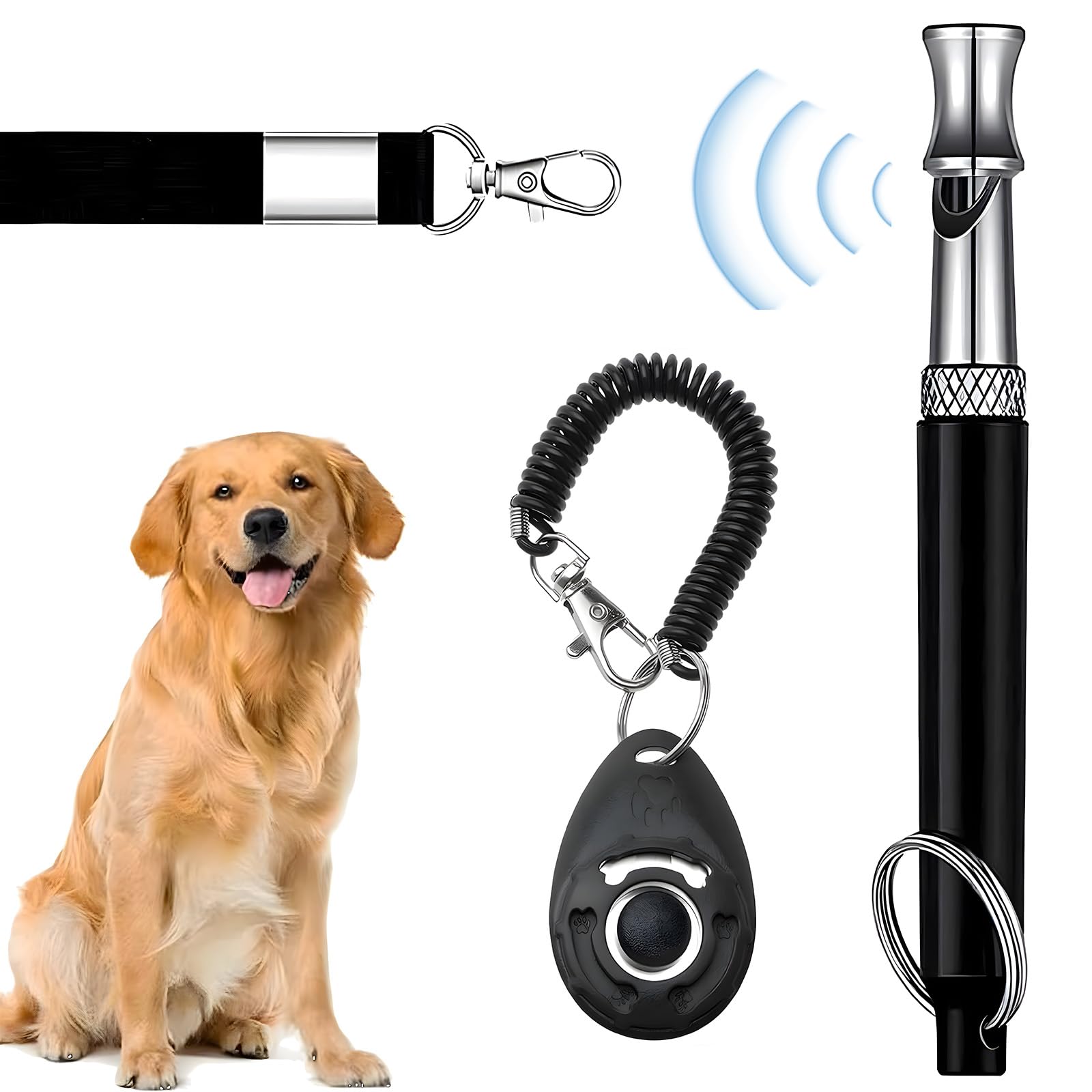 Dog Whistles Clicke Training Set, Portable Supersonic Silent Dog Training Whistles with lanyard, Dogs Whistle to Stop Barking