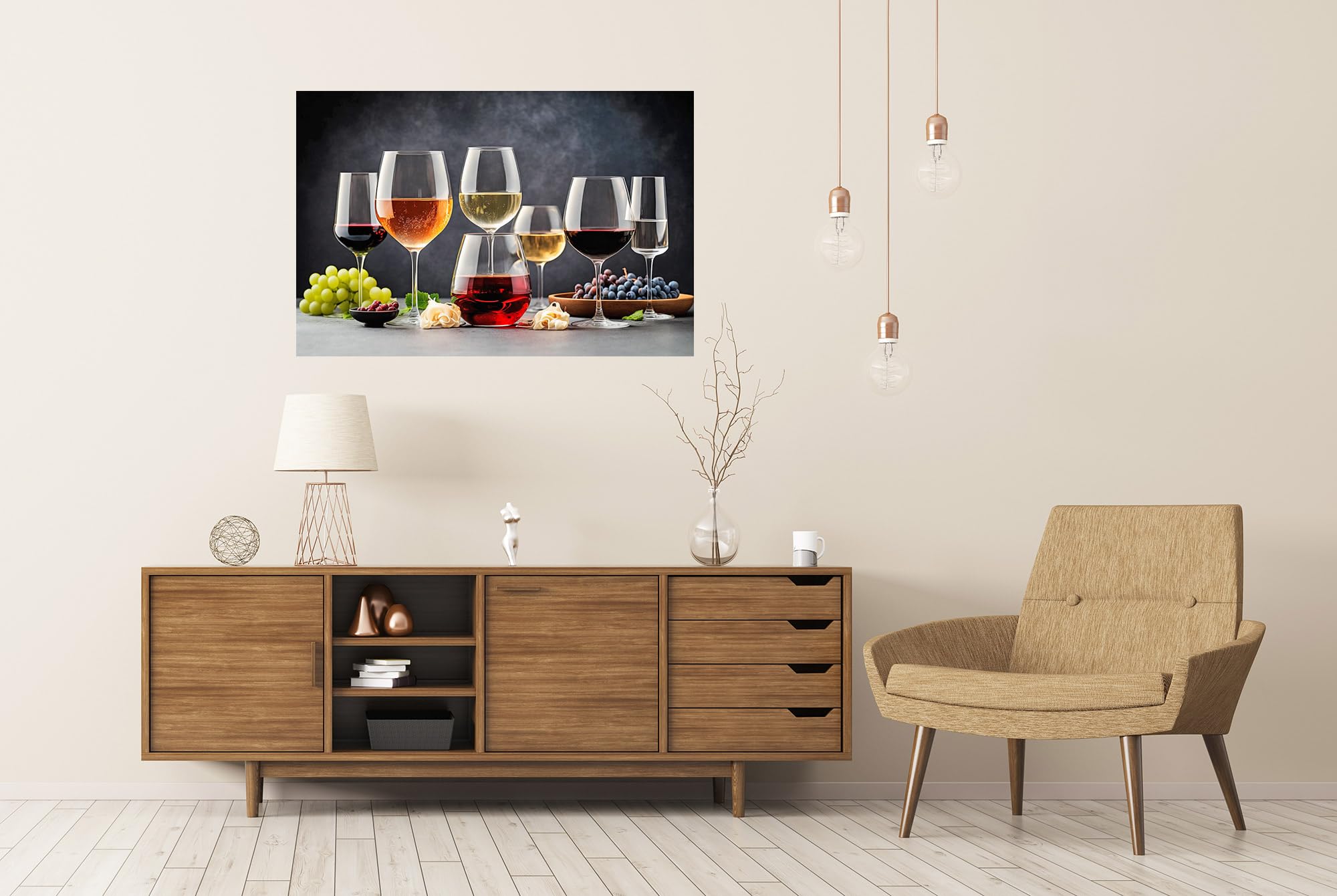 islandburner XXL - Poster varietà di bicchieri da vino rosso, bianco, rosa, varietà di bicchieri da vino, rosso, bianco, rosa, W di alta qualità, stampa fotografica