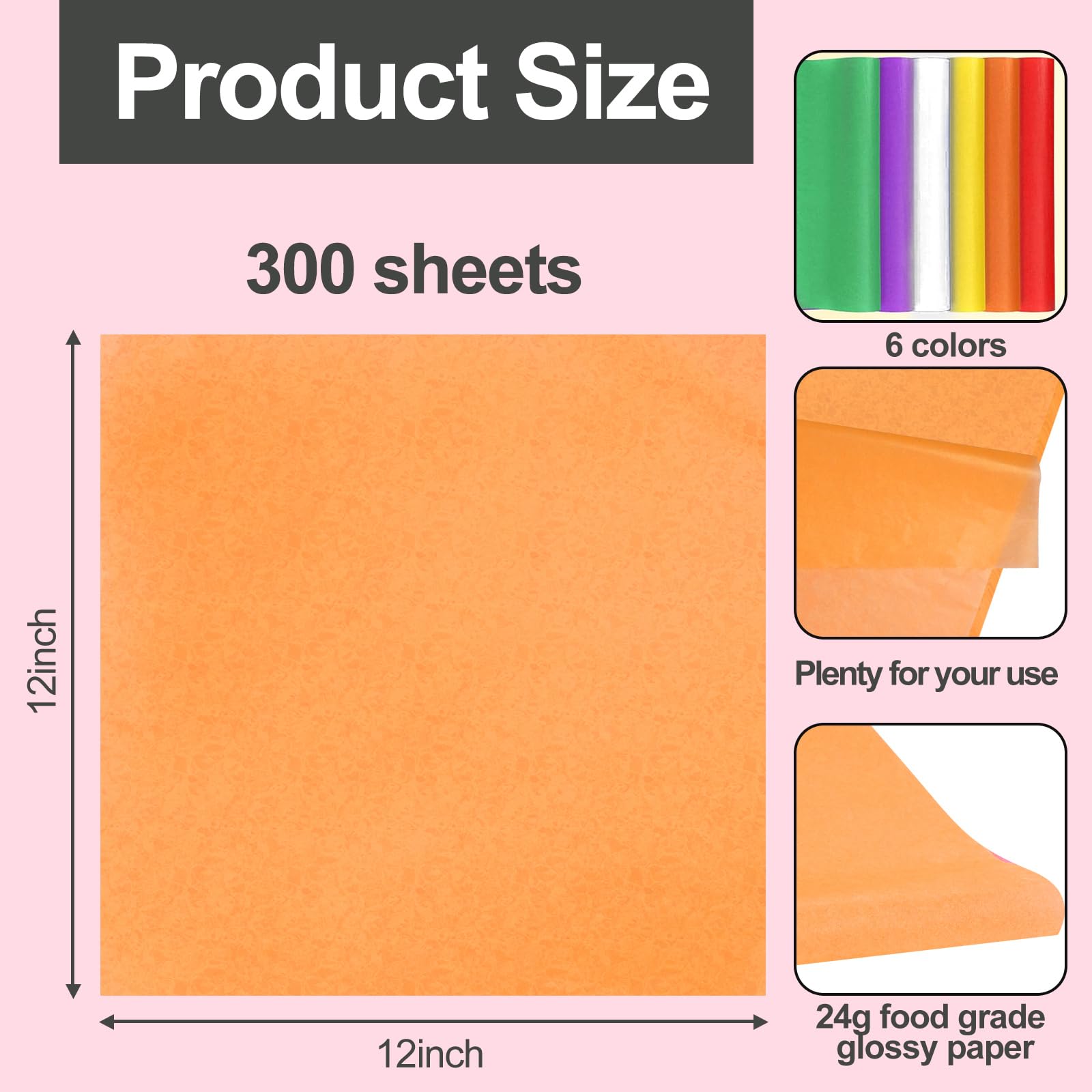 Olutacot 300 Sheets Deli Wax Paper, 12x12 Inch, Multicolor, Food Wrapping Paper for Bread, Sandwiches, Parties, Picnics