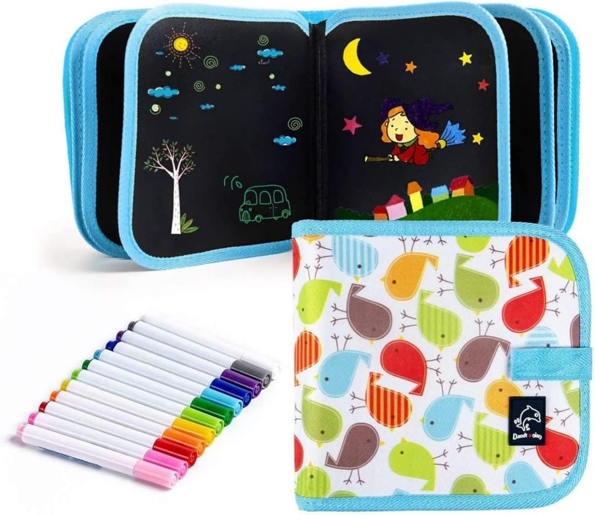 Mumoo Bear Erasable Drawing Pad for Kids,Toddler Toys for 3 to 8 Year Old Boys Girls,Reusable Drawing Book 12 Colored Pens Kids Travel Learning Educational Toddler Christmas Birthday Gifts