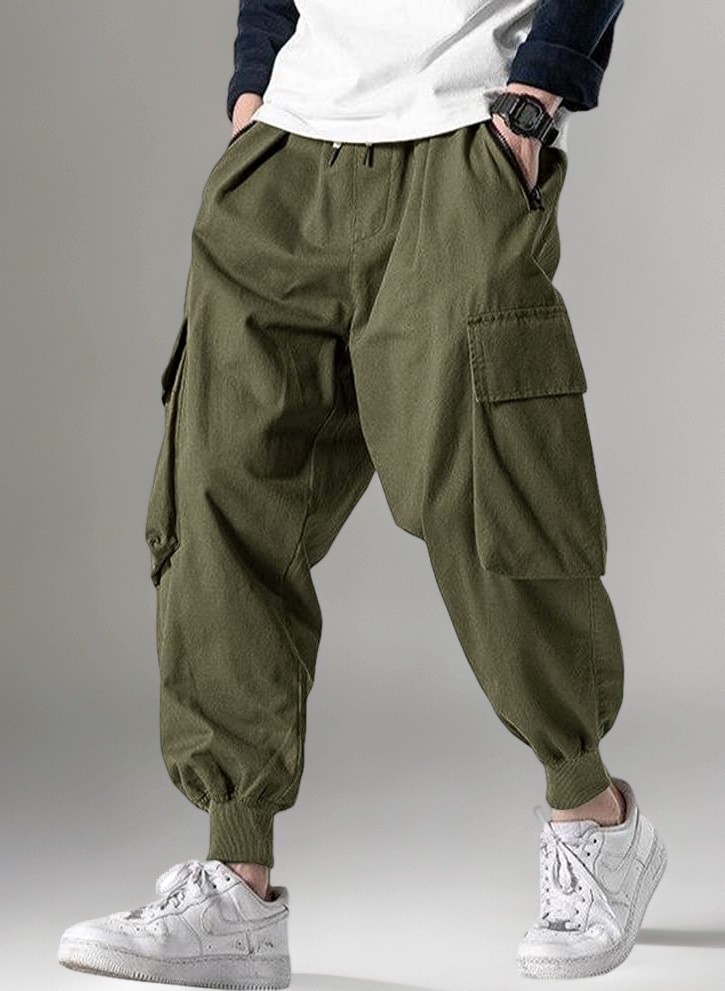Men's Joggers Pants Casual Baggy Cotton Drawstring Tapered Sweatpants Cargo Hippie Loose Fit Trousers with Multi-Pocket