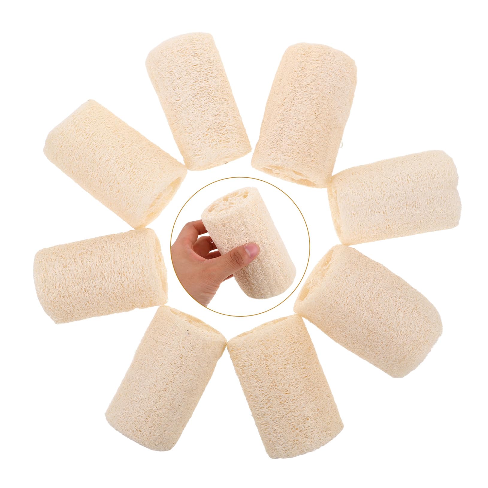 PLAFOPE 8 Piezas Esponjas Naturales de Luffa para Exfoliación Corporal y Limpieza de Cocina Esponja de Ducha y Masajeante Multiusos para y Utensilios Domésticos