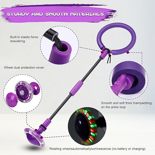 Miniatura 3 de VCVOIP Pelota de salto de tobillo para niños, rueda flash colorida plegable para niños y niñas, juguetes para interiores y exteriores, juguetes para
