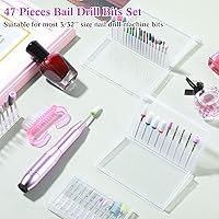 Vista 7 de Chumia Juego de 47 brocas de uñas de 3/32 pulgadas de diamante eléctrico de cerámica de gel acrílico, suministros de manicura, cutícula de carburo