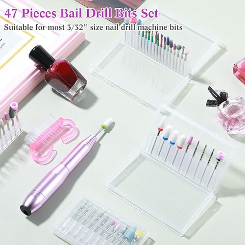 Miniatura 7 de Chumia Juego de 47 brocas de uñas de 332 pulgadas de diamante eléctrico de cerámica de gel acrílico, suministros de manicura, cutícula de carburo