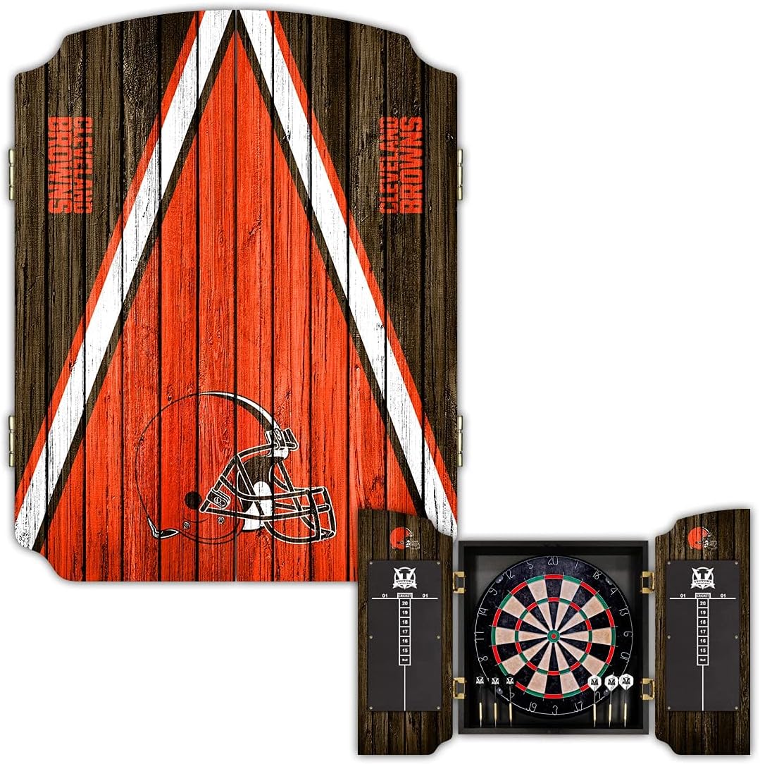 Victory Tailgate Cleveland Browns Dartboard Cabinet : Sports & Outdoors