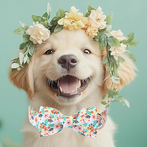 Miniatura 8 de Babole Pet Collares para perros con corbatín, collar de perro de flamenco verde con hebilla de metal de seguridad, collares ajustables para