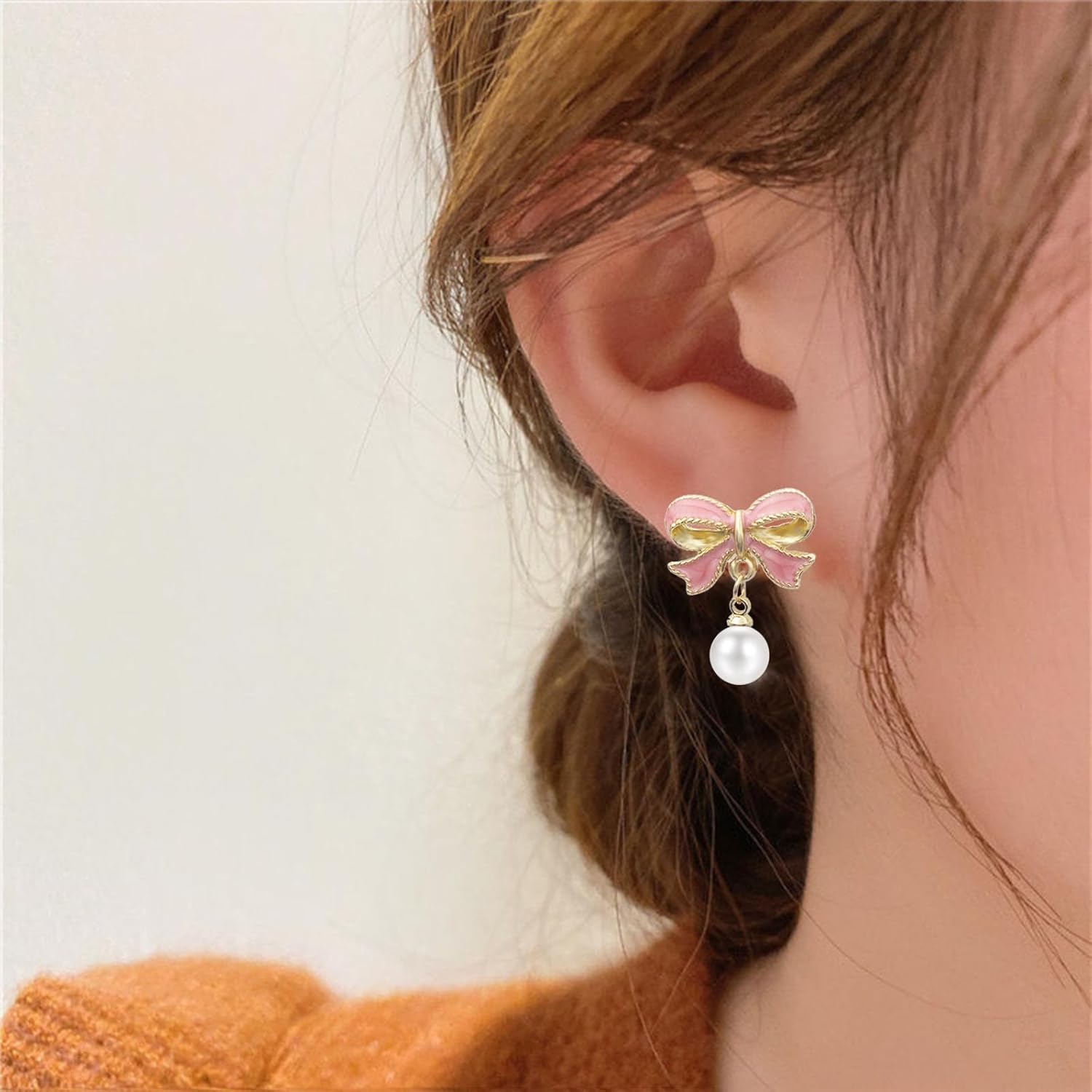 NEWITIN 12 Pairs Bow Earrings for Women Hypoallergenic Earring Gold Bowknot Earrings Ribbon Bow Dangle Earring for Women - Image 5