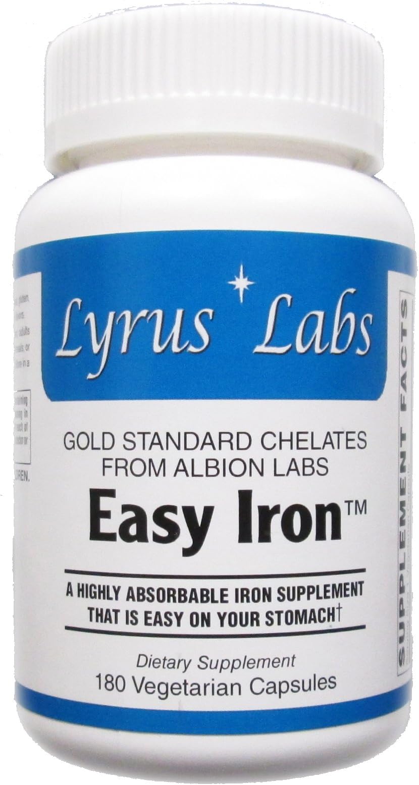 Lyrus Labs Easy Iron 25 mg from Ferrochel Ferrous Bisglycinate- 180 Vegetarian Capsules