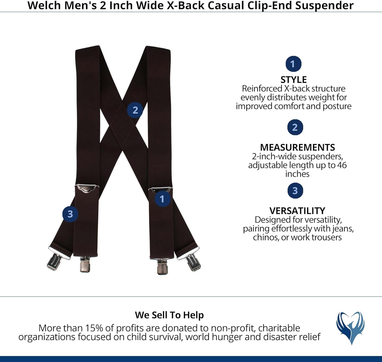 Welch Men's 2 Inch Wide X-Back Casual Clip-End Suspender - Image 4