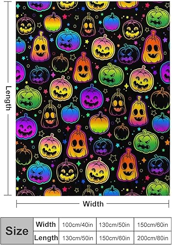 Miniatura 2 de Manta de calabaza neón de Halloween para adultos y niños, para sofá, cama, sofá, decoración de Halloween, 60 x 50 pulgadas