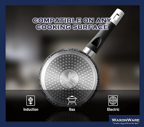 Miniatura 5 de WaxonWare cacerola / olla para pastas y sopas con Stonetec (100 % libre de PTFE, PFOA y APEO) cobertura cerámica antiadherente con tapa de vidrio.