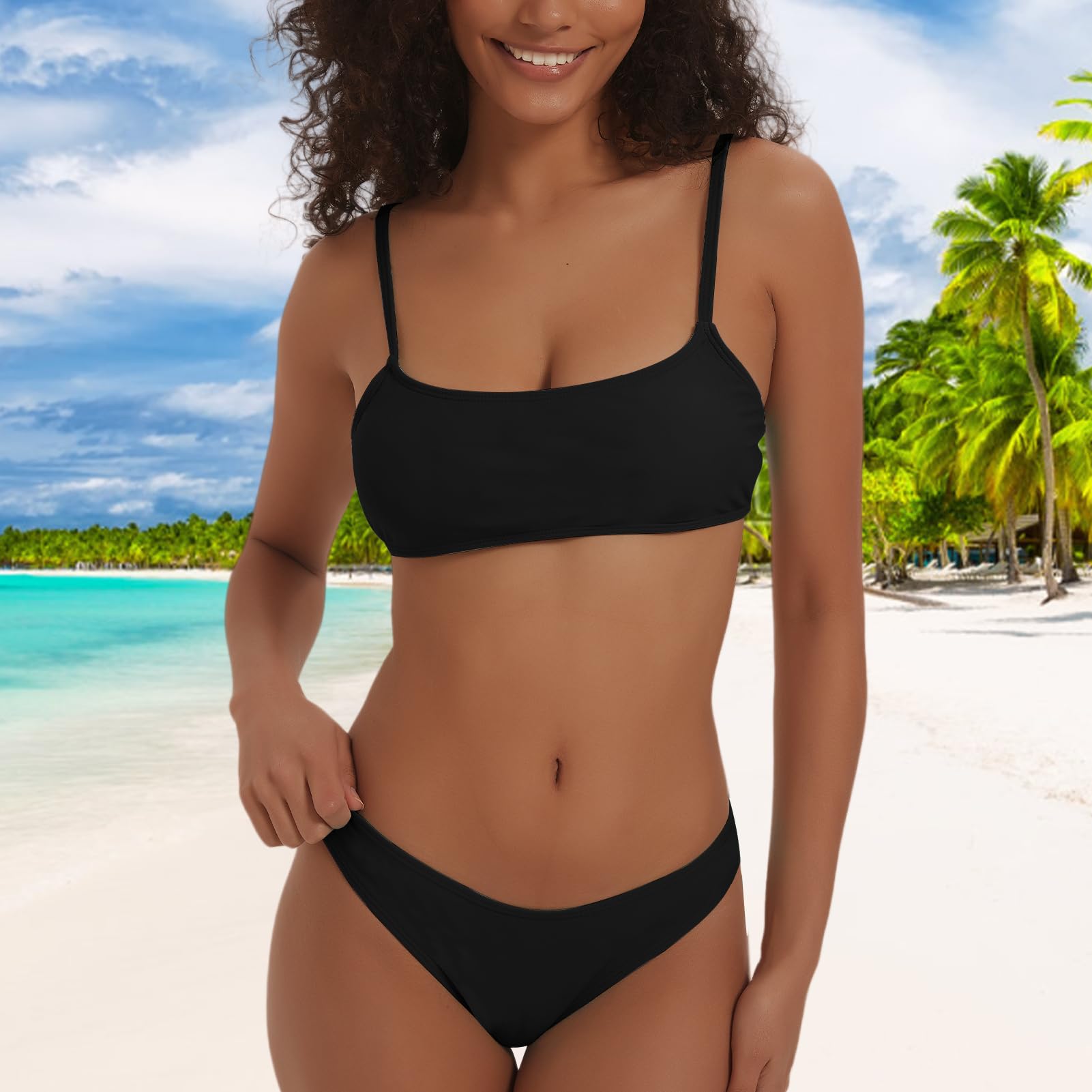 meioro Bikini da donna a due pezzi regolabile a vita bassa costumi da bagno