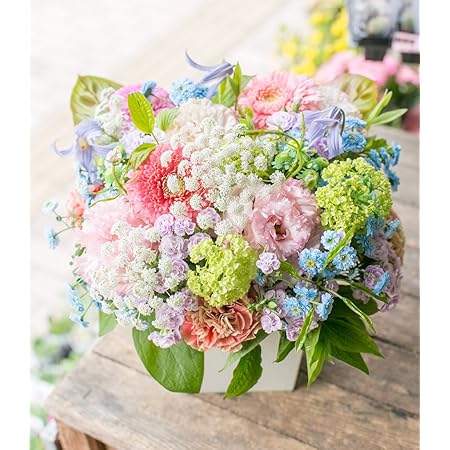 Amazon アレンジメントフラワー 生花 ギフト Lサイズ イメージ 可愛い 大臣賞受賞デザイナー おまかせアレンジメント 誕生日 結婚記念日 母の日 フラワーアレンジメント オンライン通販