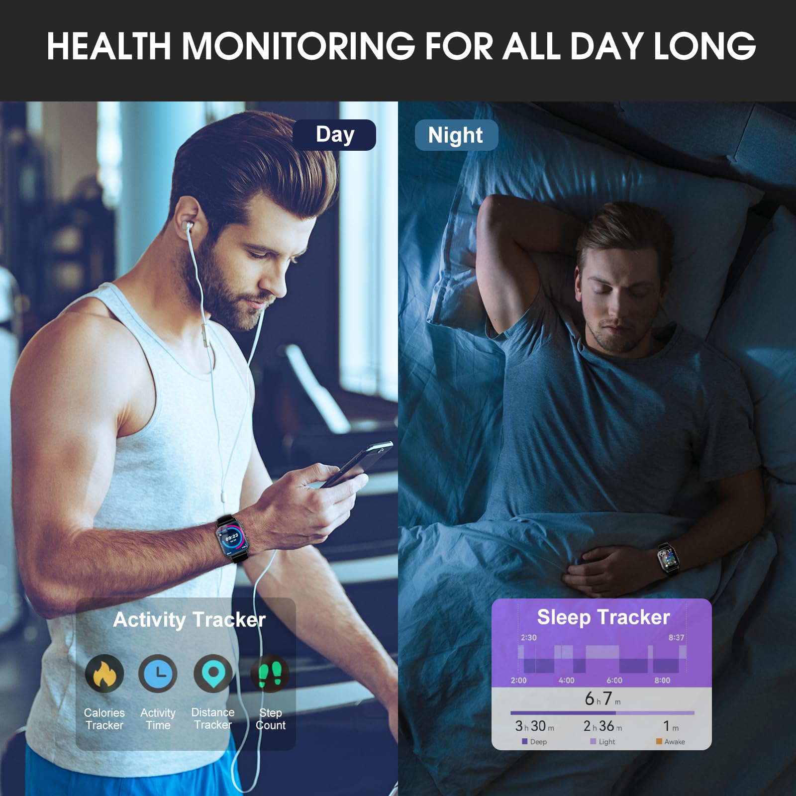 Smartwatch Uomo Donna,1.85" Orologio Smartwatch Chiamate Bluetooth, 110 Modalità Sportive Fitness Tracker con Contapassi Sonno Cardiofrequenzimetro, IP68 Impermeabile Smart watch per iOS Android, Nero