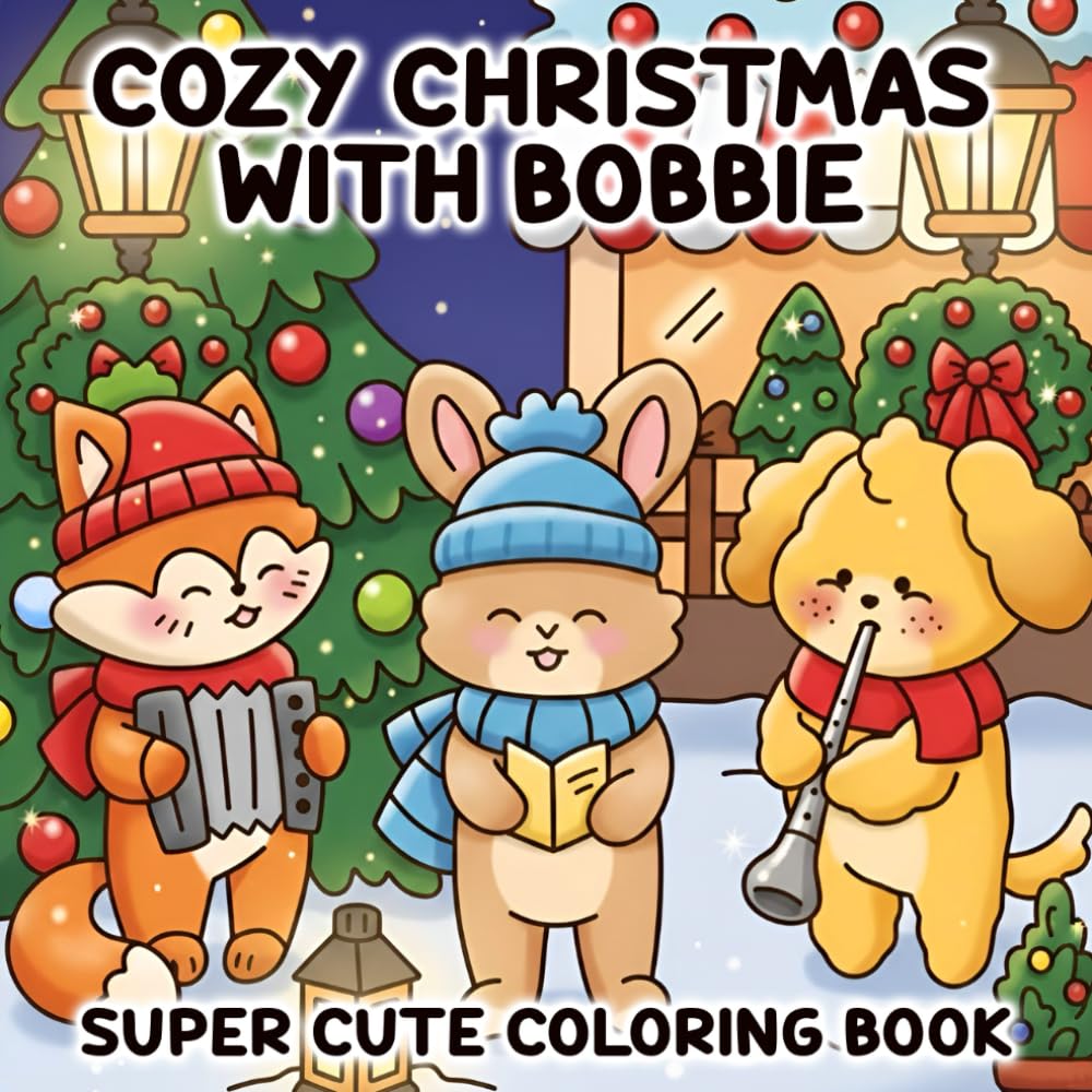 Cozy Christmas with Bobbie: Coloring Book Book for Adults and Teens Filled with Super Cute Animal Characters and Delightfully Simple Designs to Help You Relax and Unwind