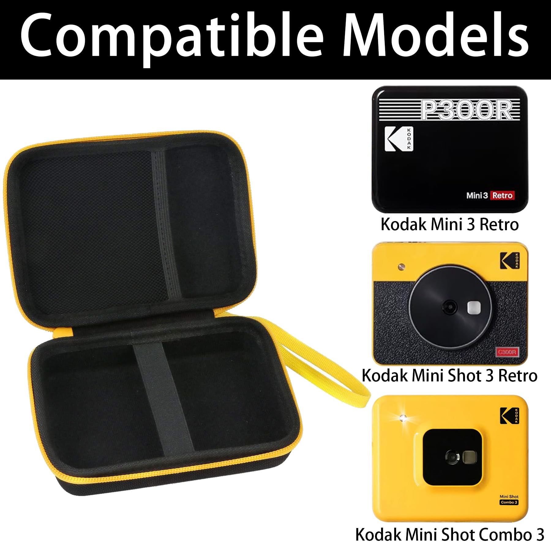 Aenllosi Valigia Scatola Borsa Custodie Per Kodak Mini 3 Retro/Mini Shot 3 Retro Combo 3 Stampante Per Foto Portatile（Nero）
