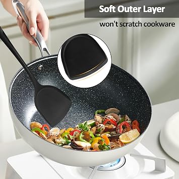 Silicone Kitchen Utensils Set 15PC Cooking Utensils Set, 446°F Heat Resistant Kitchen Gadgets Sets for Nonstick Cookware with Holder, Turner, Tongs, Whisk, Spoons, Spatulas, Brush, Black