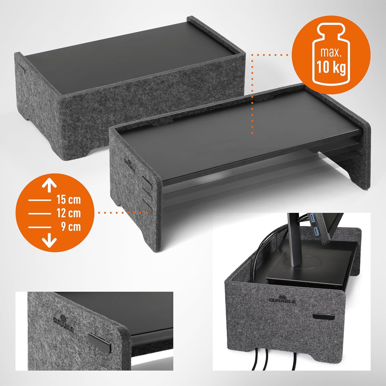 Durable EFFECT Schreibtischaufsatz + Schreibtischunterlage - aus recyceltem PET-Filz