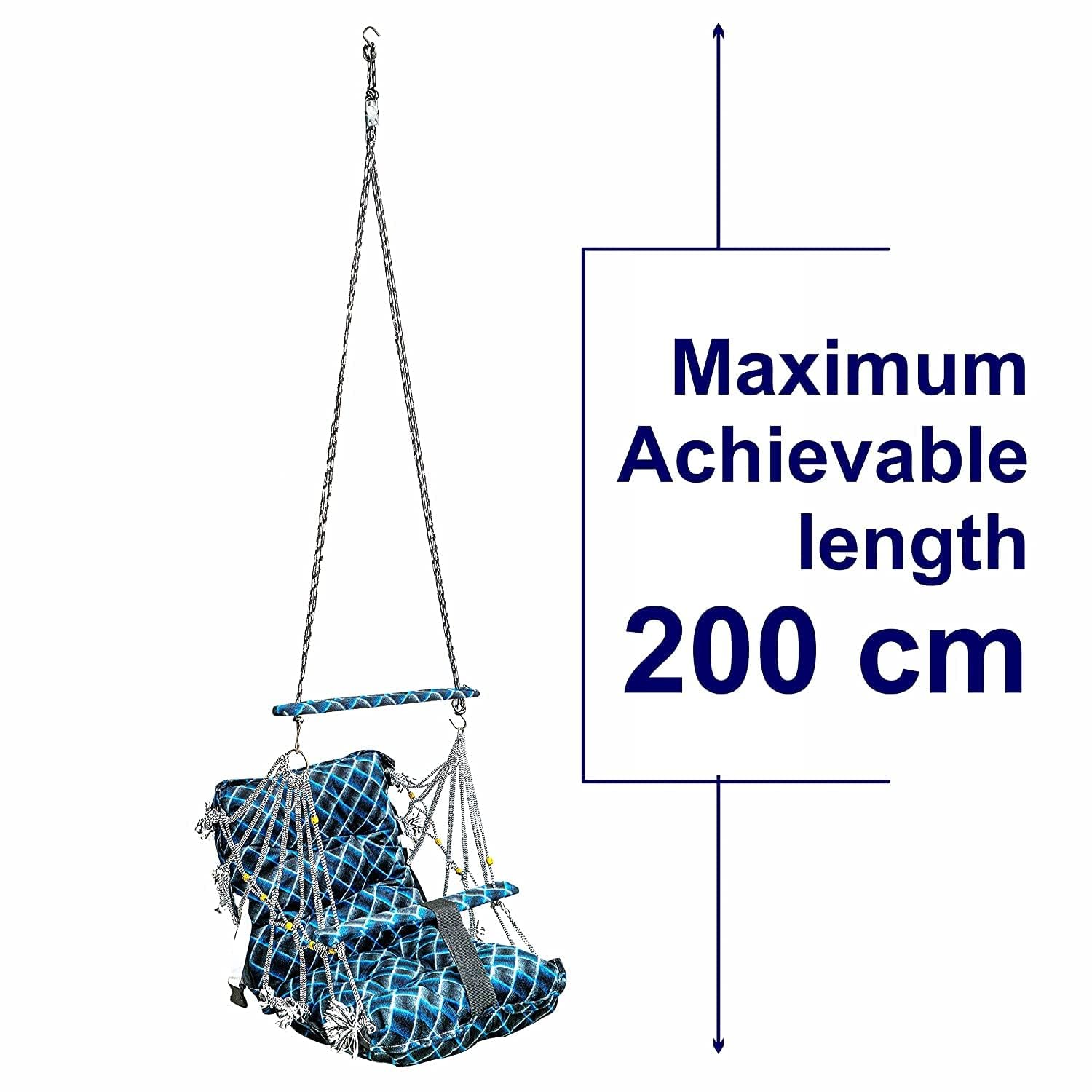 Kruvis Cotton Swing Jhulla for Kids & Babies | Folding & Washable Baby Jhula with Safety Belt | Indoor & Outdoor Hanging Swing for Toddlers (1-5 Years) | Multi-Color & Multi-Design (40 CM) - Image 8 thumbnail