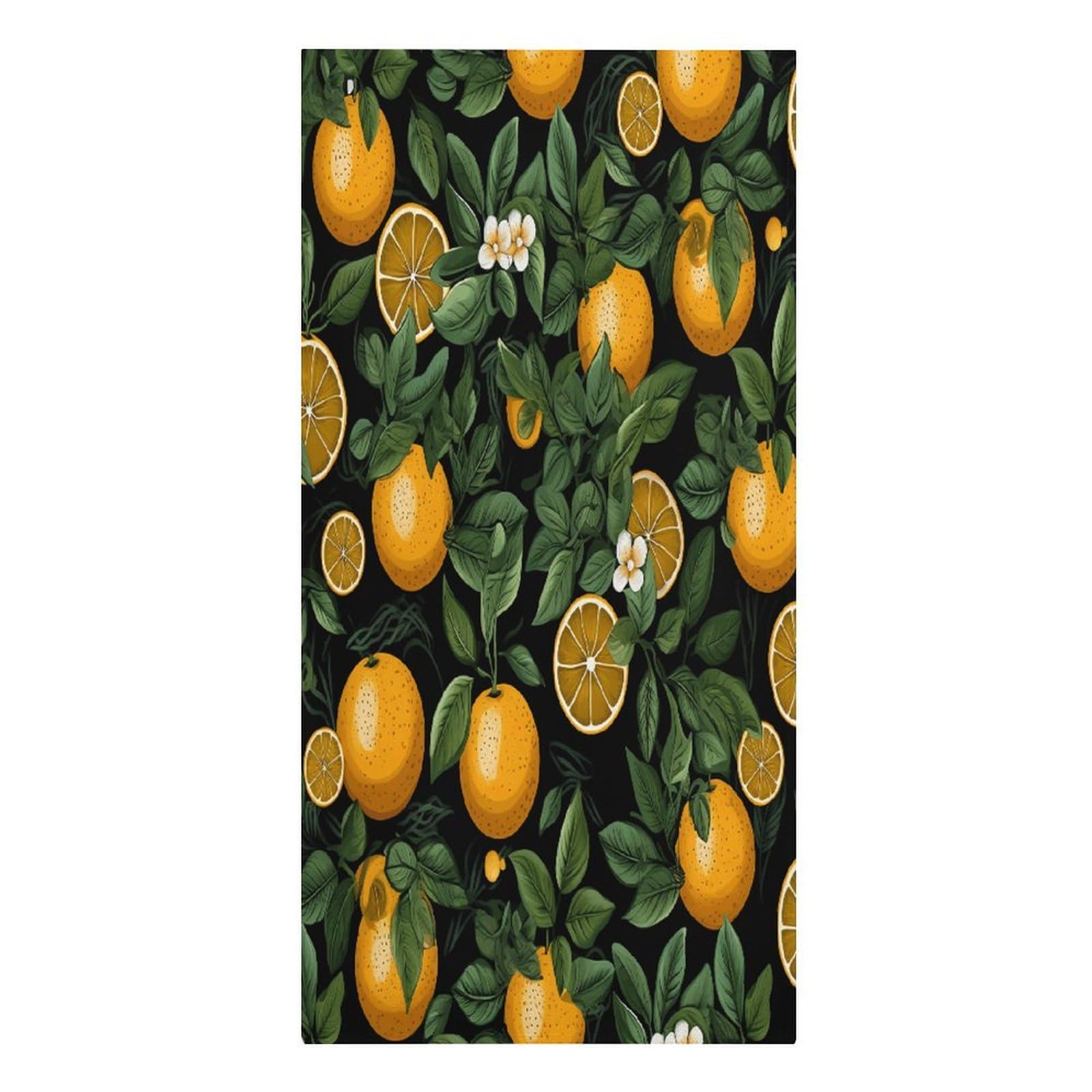 Fekiloot Men's Style Oranges And Leaves On Black Background Large Beach Towel, Travel Towel For Adults Wo, Pool Towels For Beach, Camping, Swim Pool, Gym, Sports& Yoga 61.4"X30.3"