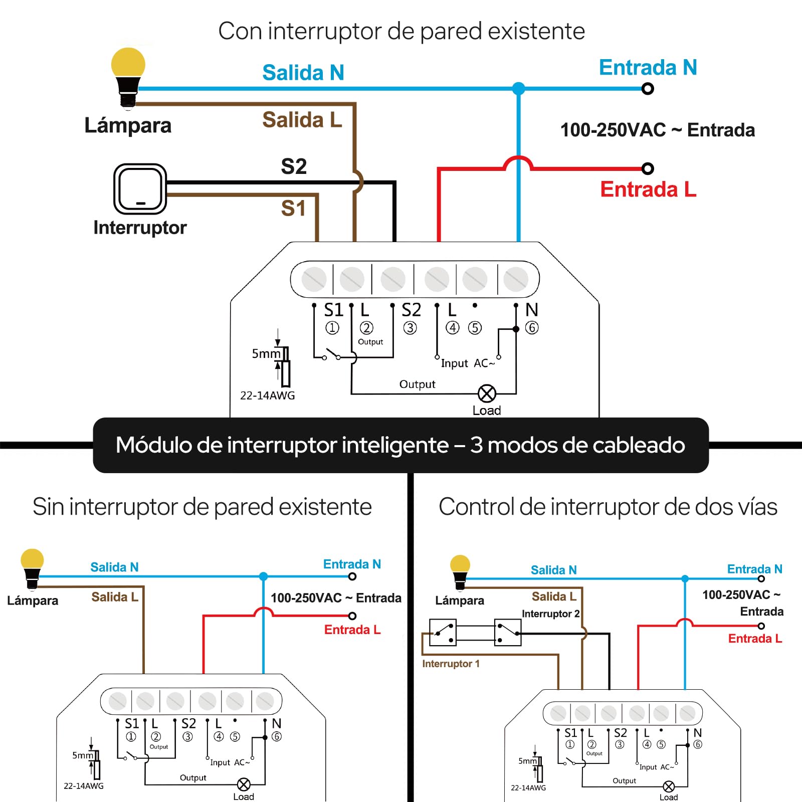LoraTap Kit de 2 Interruptores Relé WiFi Inalámbricos, Conmutador Paralelo, Receptor de 2300W 10A, Interruptor Inteligente, Control a Distancia por Móvil, Compatible con Alexa y Google Assistant