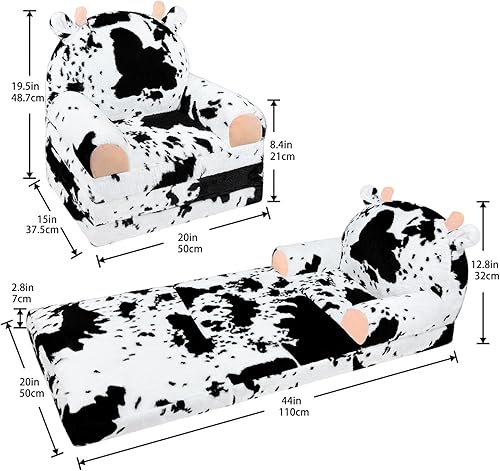 Miniatura 3 de Silla para Niños Pequeños con Piel de Conejo Sintética – Sofá Infantil Plegable 2 en 1, Sofá Suave para Lectura, Dormitorio o Sala de Juegos, Edades