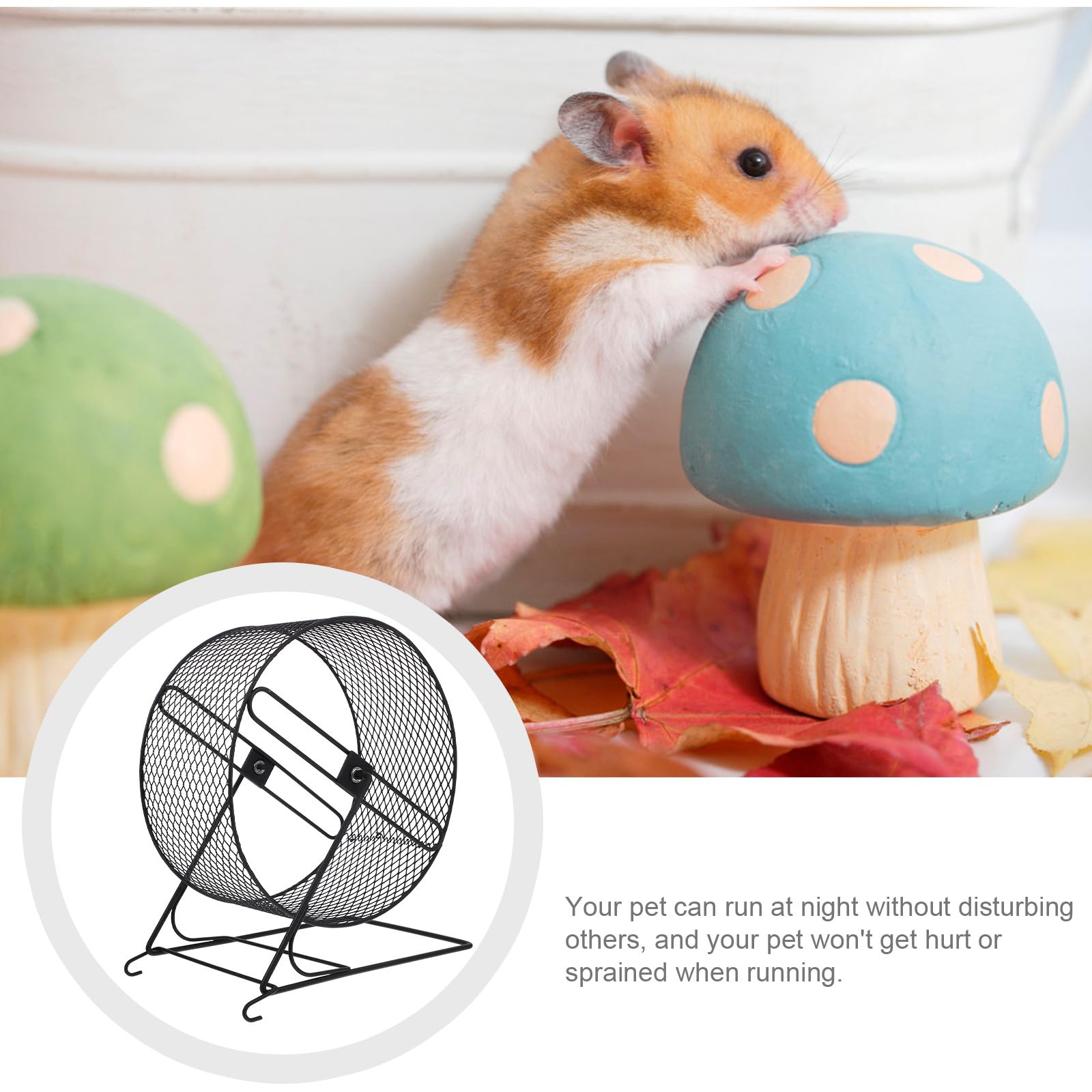 Ruota per Esercizio Criceto Riccio in Ferro Nera Silenziosa | Gioco da Corsa, Divertente per Movimento e Attività, Design Compatto per Piccoli Animali