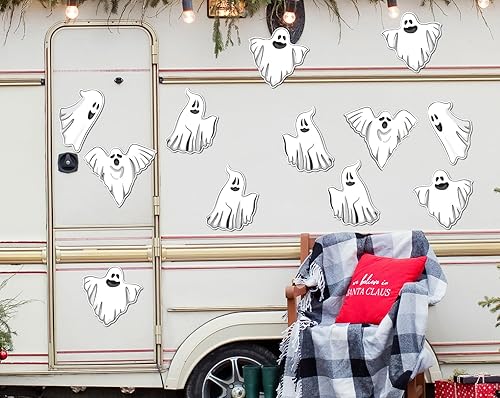 Miniatura 5 de AnyDesign Calcomanías magnéticas para decoración de garaje de Halloween, fantasmas blancos, calcomanías de puerta de garaje, calcomanías de